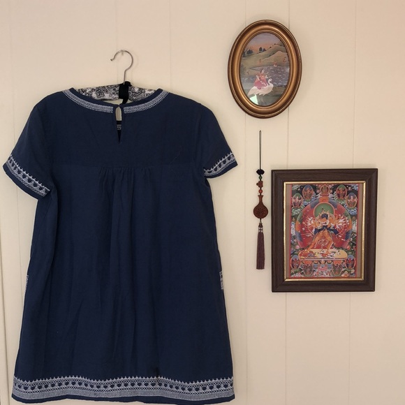 Vintage Blue Jean Dress with Embroidered detail, size S/M - Picture 4 of 8